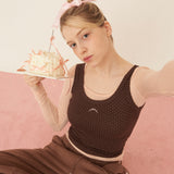 DOT RIBBON SLEEVELESS TOP - BROWN