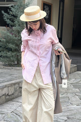 ブローチストライプシャツ_PINK
