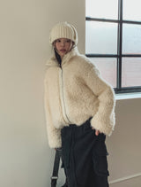 Light Boucle String Fur Jacket