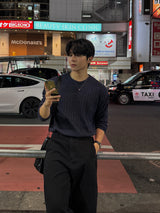 ビッグ リブド バイアス ロングスリーブ Tシャツ