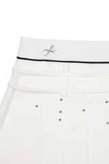 Piercing Low Waist Pleated Skirt