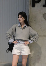 [BELLIDE MADE] Almonds, color cropped sweat