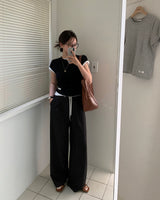[BELLIDE MADE] Daily Label Semi-Cropped Short-Sleeved T-Shirt