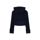 Textured Knit Zip-Up Hoodie [Navy]