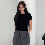スリムフィットレギュラーハーフTシャツ [BLACK]