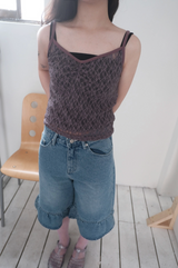 frill bermuda denim