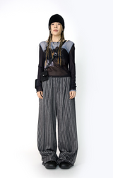 pleats stripe banding pants(3color)