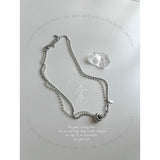 um Pearl Stainless Steel Two Lines Hip Bold Ball Layered Short Choker Wedding Necklace