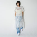 シースルーチュールワンピース  (White)