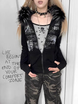 Fur Collar Zipper Hoodie