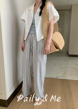 striped banding pants