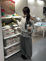 ペト ルーズフィット ペンダント リップネック ワンショルダー ニット