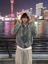  Nanjing vintage denim hooded jacket 