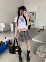 チェックシフォンミニスカート (4C)