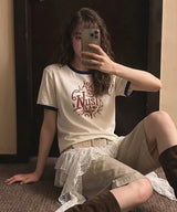 ドローイング ラフ リンガー Tシャツ- 4カラー