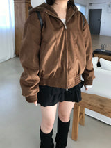Suede fur hooded jumper (2 colors)