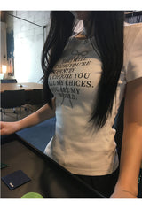 リボンレタリングラウンド半袖Tシャツ