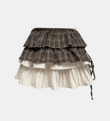 Velvet Checkered Layered Skirt