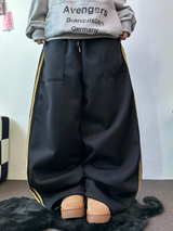 フリース❤トラックビッグポケットロングワイドバルーンパンツ 🖤🩶💛4カラー