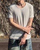 スリムフィットリブ UネックショートスリーブTシャツ