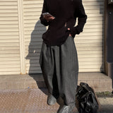 バックプリントストライプサンジデニムバンドパンツ