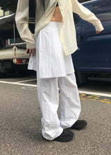 プリーツレイヤードスカートパンツ