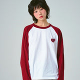 [UNISEX] Dot Heart Raglan Long Sleeve T-shirt