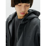 Oversized Full Zip Hoodie - Washed Black