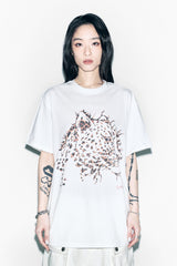 チーターグラフィックオーバーサイズTシャツ ホワイト