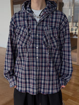 Plaid Check Hooded Shirt (2 Colors)