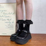 French Polka Dot Bubble Frill Ribbon Socks