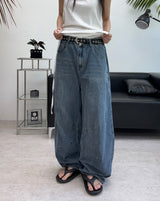 Medin Curved Linen Denim Pants