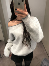 Lekin Color Matching One-Shoulder Knit