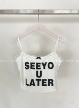 Fury Lettering Ribbon Lace Sleeveless