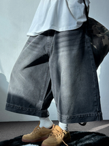 UP SIDE DOWN BACK PATCH CARGO BALLOON DENIM BERMUDA 🩵🖤2COLOR