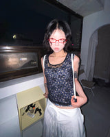 (Set/2color) ディッツィーフラワー レース レイヤード ノースリーブ トップ