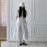 Vicky Frill Long skirt (White)