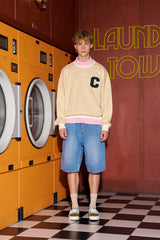 Cパッチストライプスウェット／イエロー [Unisex]