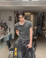 ウィート ピグメント リブ マッスル ヘンリーネック 半袖Tシャツ