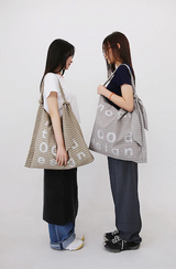 000Design Cotton Check Tie Bag / Burgundy