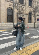 NON COLLAR LEATHER JACKET