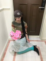 Butterfly lace unbal skirt (2color)