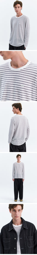 SURFER STRIPE LONG SLEEVE_WHITE