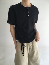 rope henley neck short sleeve(2colors)