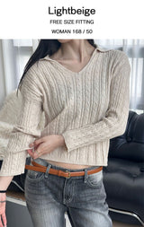 [F/W] Cable v neck kara crop knit(4color)