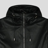 Don't Leather Knit Color Matching Hood Zip-Up