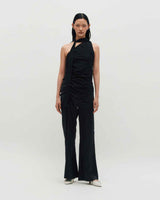Satin Draped Trousers _ BLACK