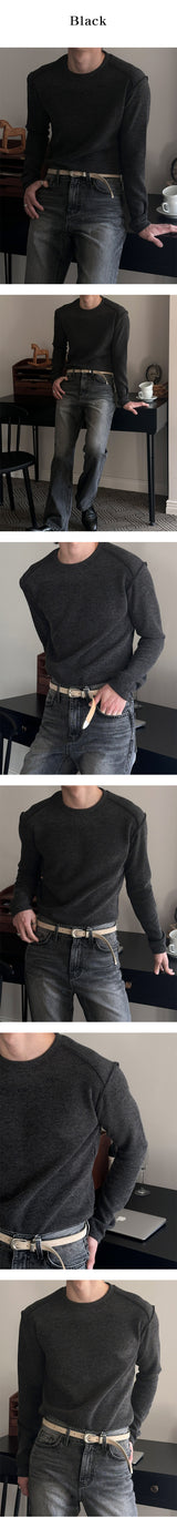 [MUSCLE FIT] Shoulder cutting knit sleeves(3color)