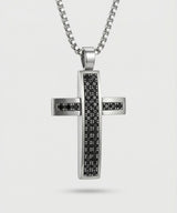 NN-101 Black Line Cross Necklace