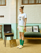 キャンパスラバーウィズスタークルーネックライトグレーウィメンズショートスリーブTシャツ [For women]
